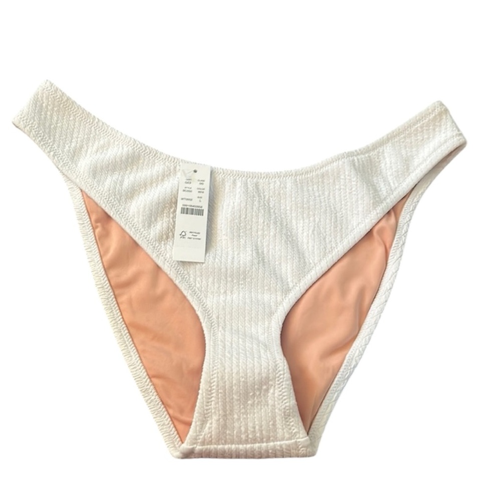 NWT J. Crew White Textured Swim Bottoms Only L